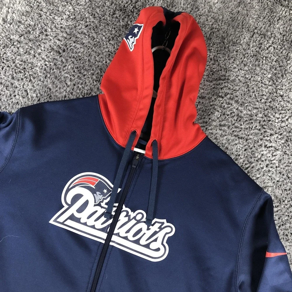 New England Patriots Sweatshirt Mens XL Blue NFL Football Nike Therma Fit